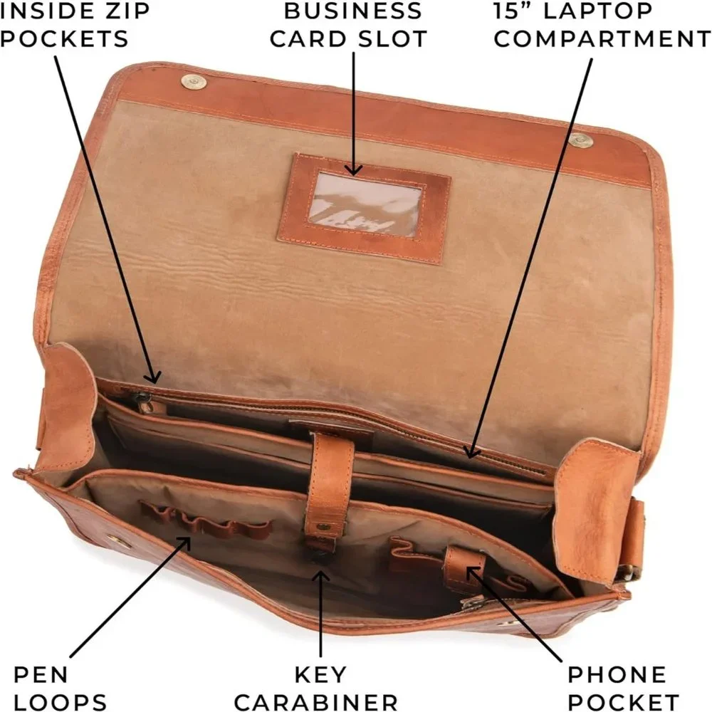 Men's Brown Leather Laptop Bag